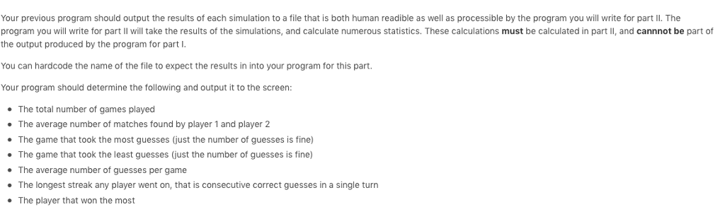 portion of the project you will write a progam that simluates a