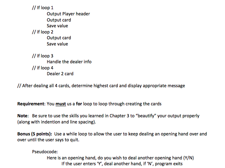 Variables int suit_num, card_num; int player_card1_value, player_card2_value, player_hand_value; string player_card1_suit; string player_card2_suit;