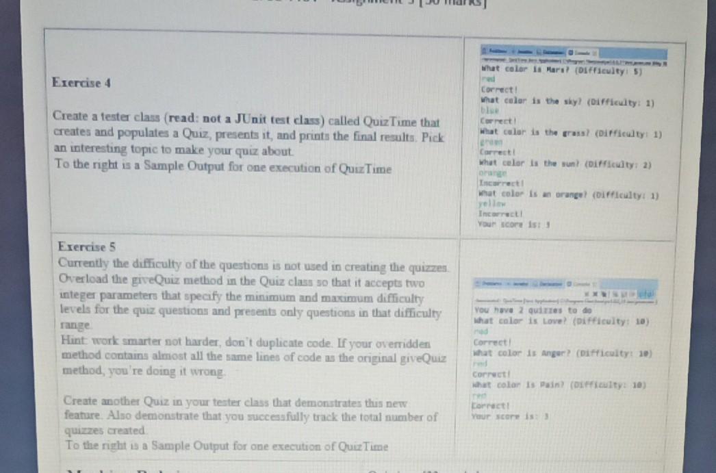 class to create Quiz objects A Quiz can be composed of up