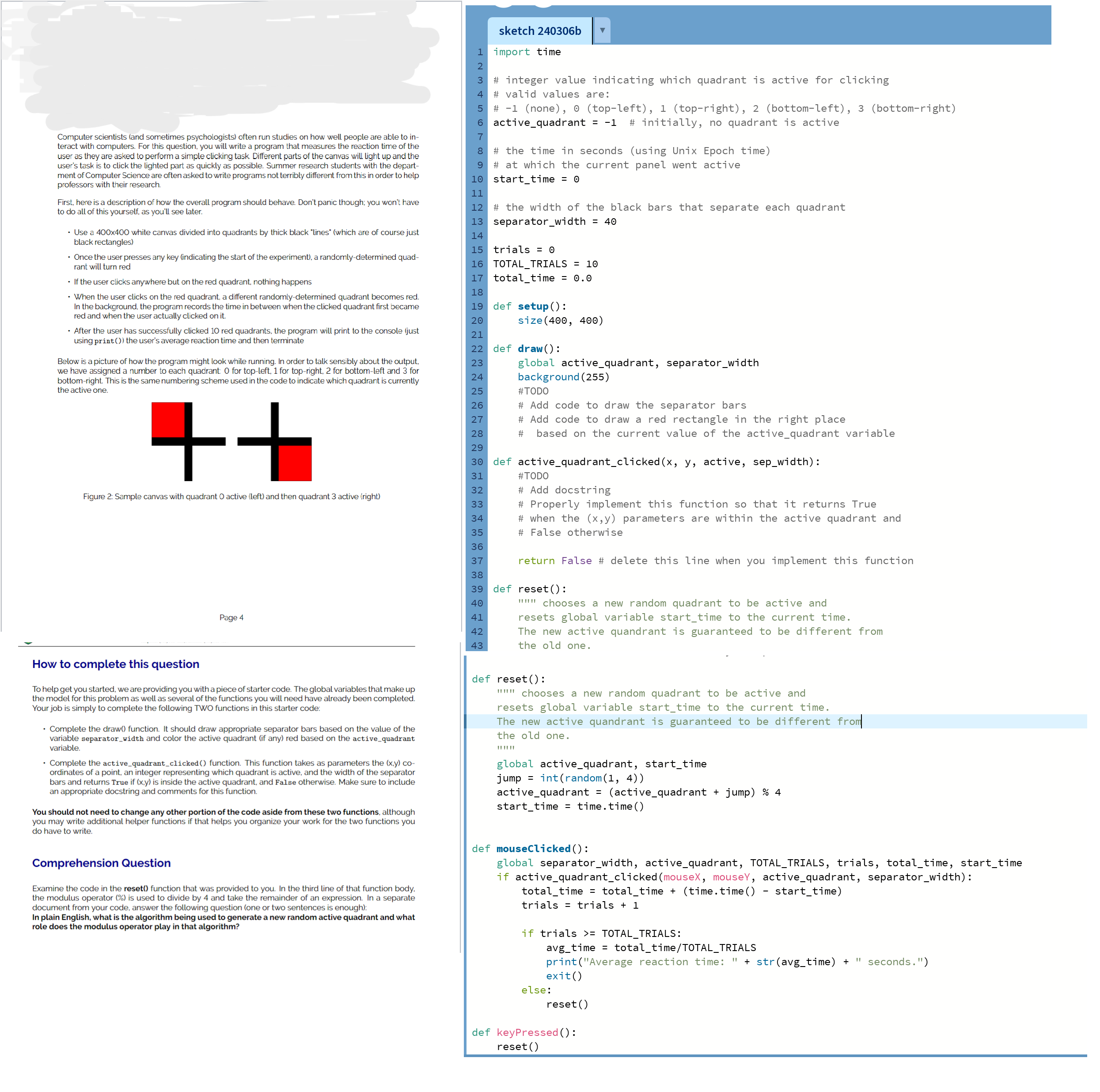  Write in Python in Processing. Code is mostly given, just two
