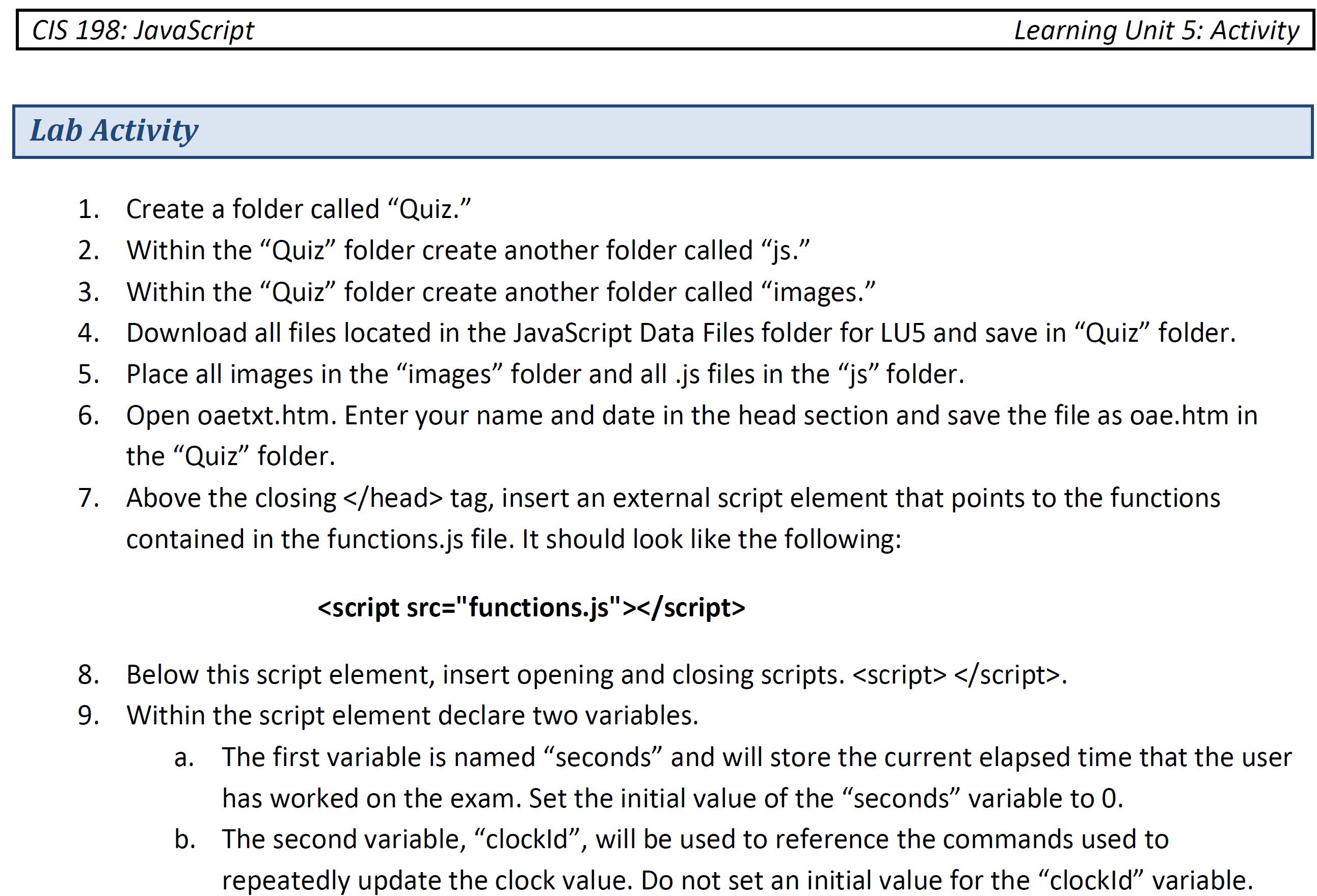 Unit 5 JavaScript - Dom Event and Dom Elements - Just Need