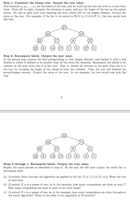 Construct the binary tree. Output the root value. The elements a_1,