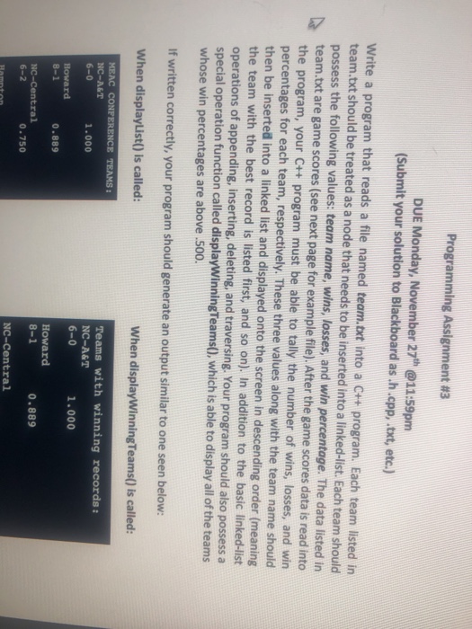  Please make sure progarm runs on c++ complier Programming Assignment #3