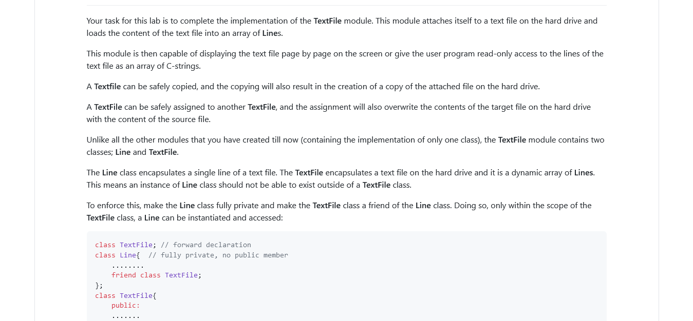  Your task for this lab is to complete the implementation of