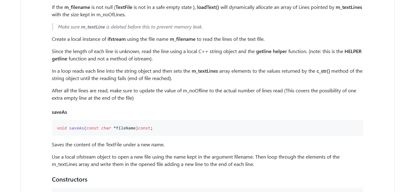 array of C-strings. A Textfile can be safely copied, and the copying