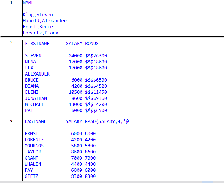 PL/SQL that applies single row function in order to get the printed