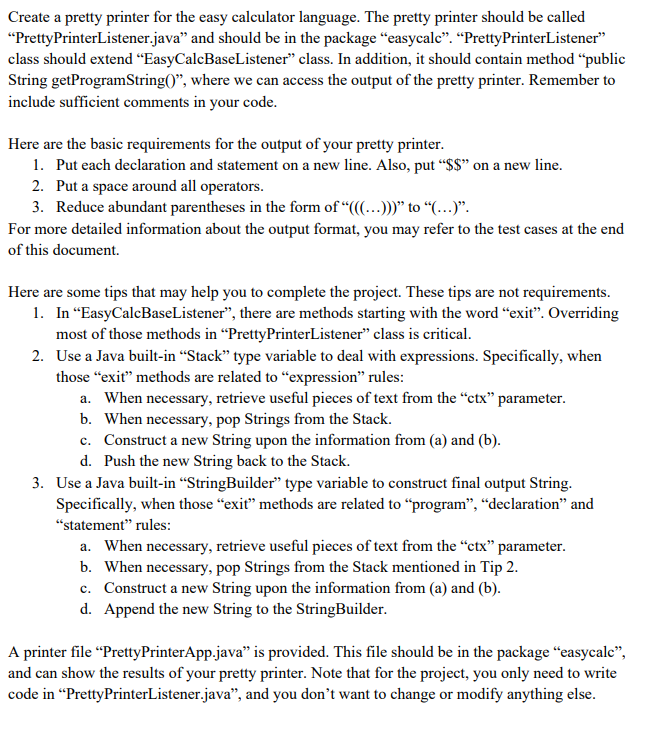  Programming language = Java Please help! Vote guaranteed!! package easycalc; import