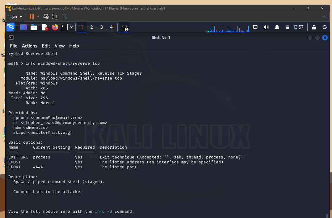  A summary on your own about windows/shell/reverse_tcp payload: I am not