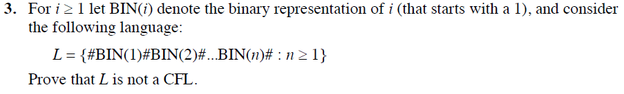  3. For i 2 1 let BIN(i) denote the binary representation