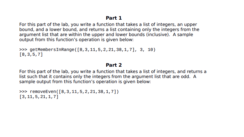 by python : Part 1 For this part of the lab, you