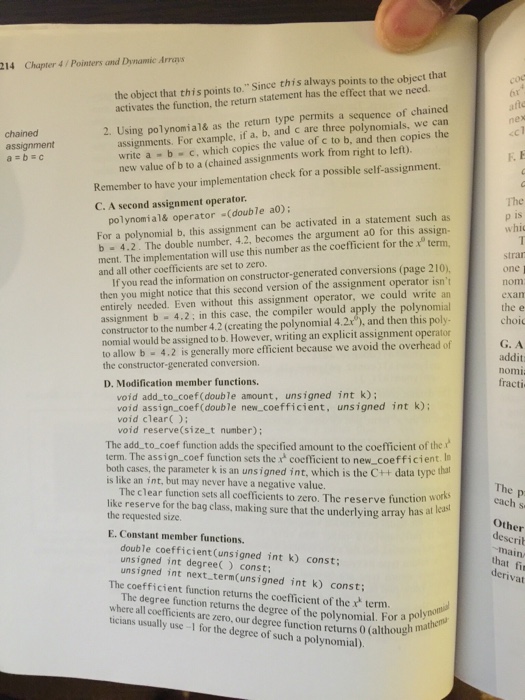 the additional requirement is to implement the class using a dynamic array