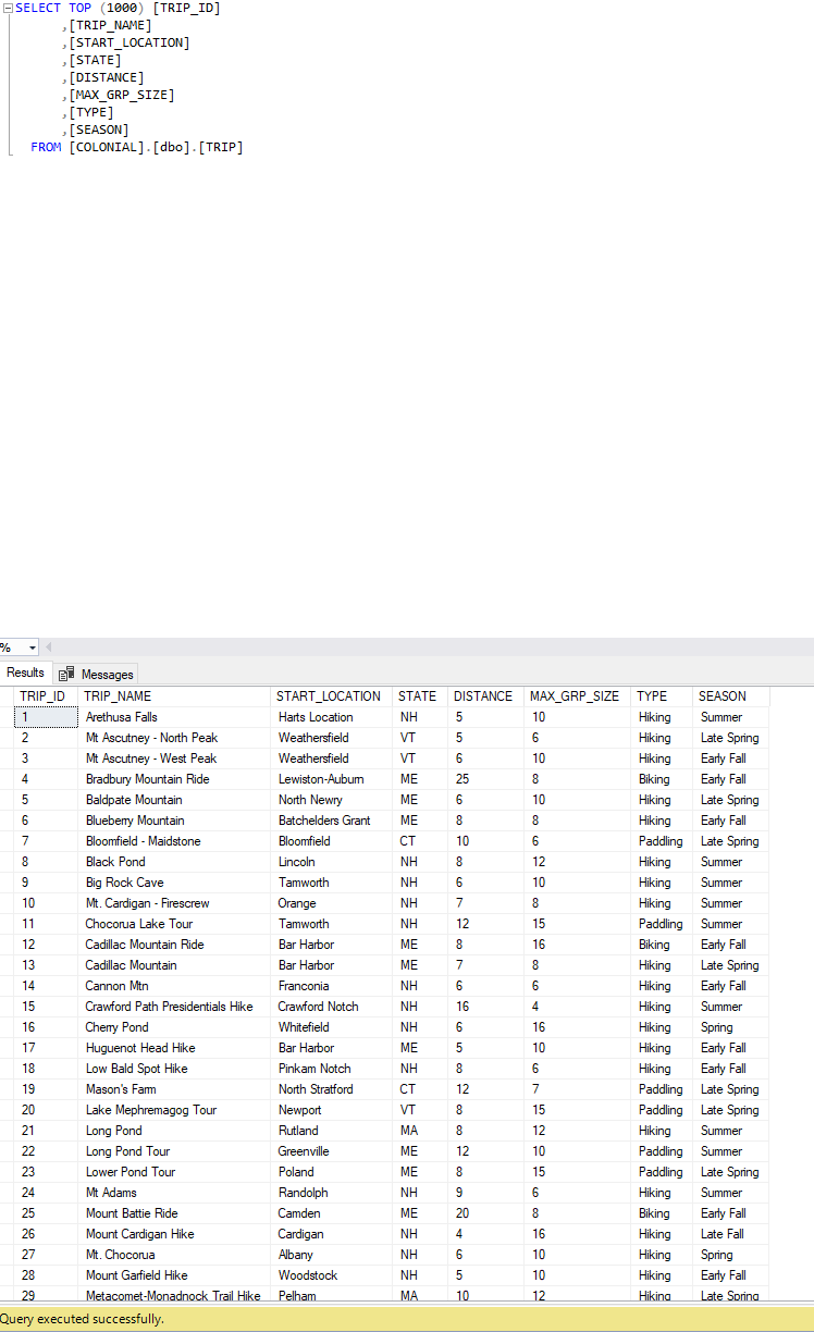 have the same start location. Each pair should be listed side by