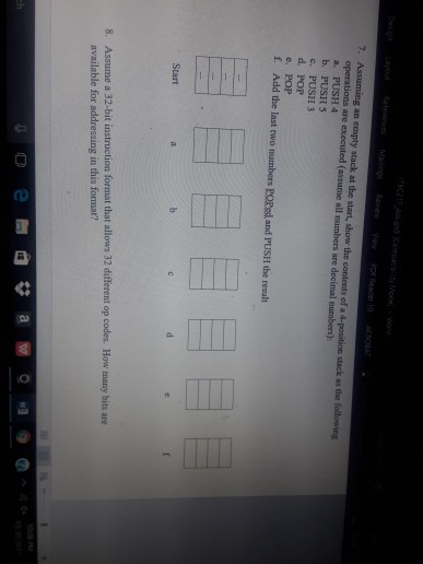  Reader 7. Assuming an empty stack at the start, show the