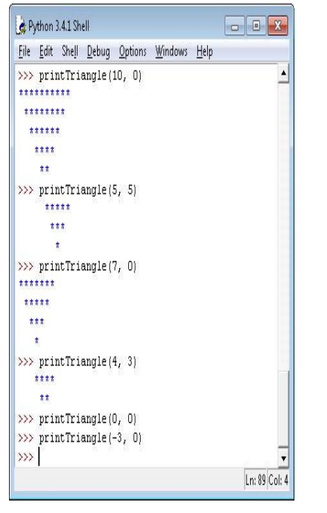 PYTHON Write a recursive function printTriangle() that takes two integers as parameters