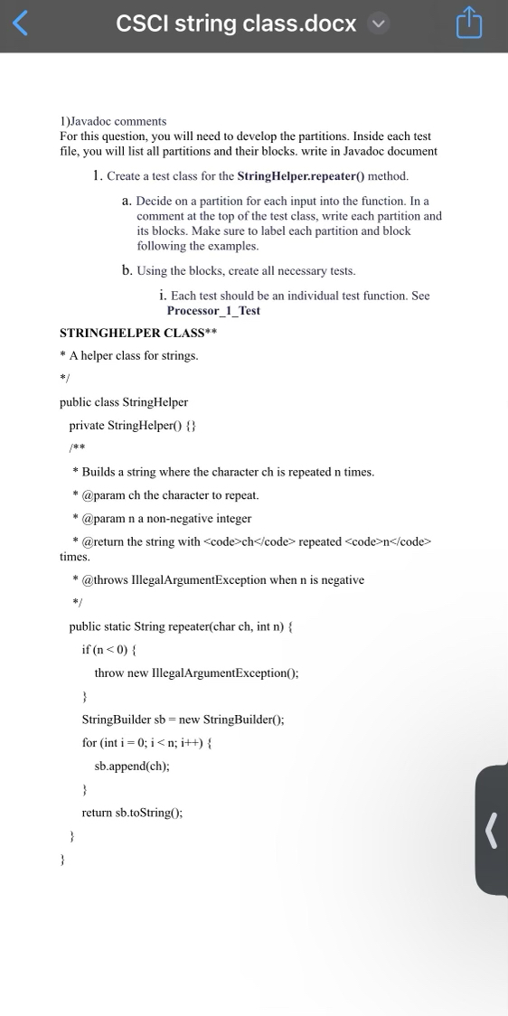  CSCl string class.docx Javadoc comments For this question, you will need