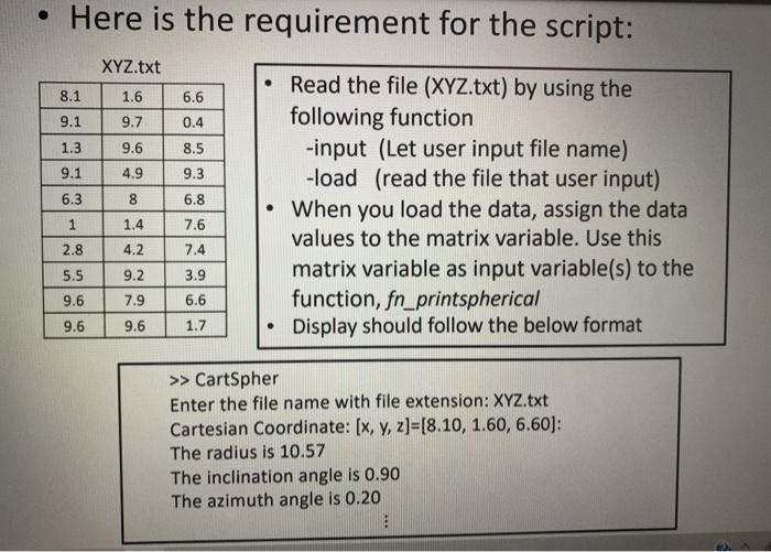 is shown as follows: please submit the function file fn_printspherical.m script file