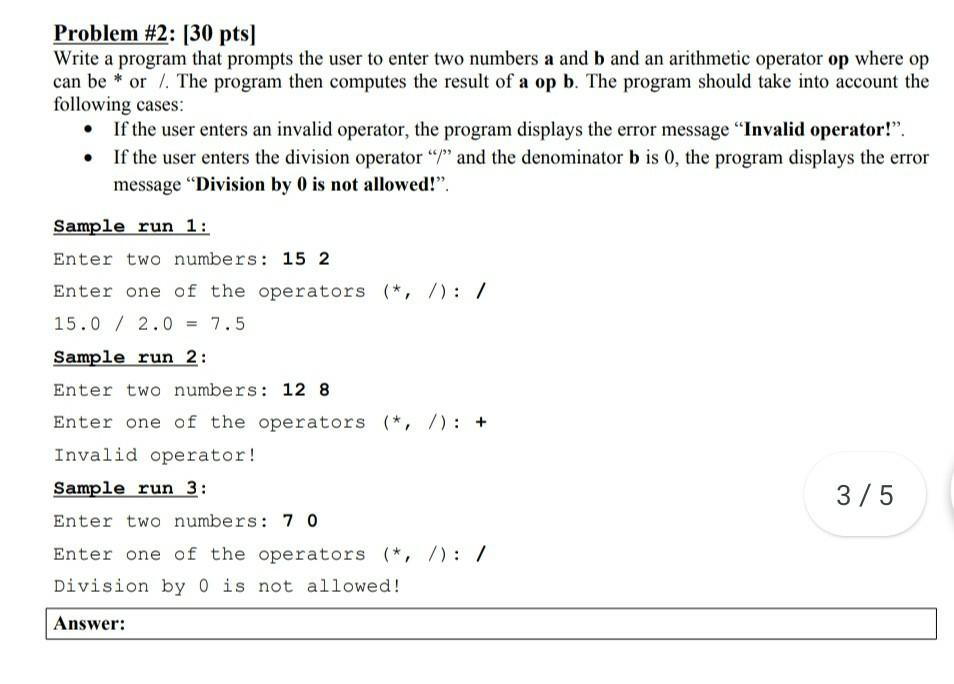  hurry up please Problem #2: (30 pts] Write a program that