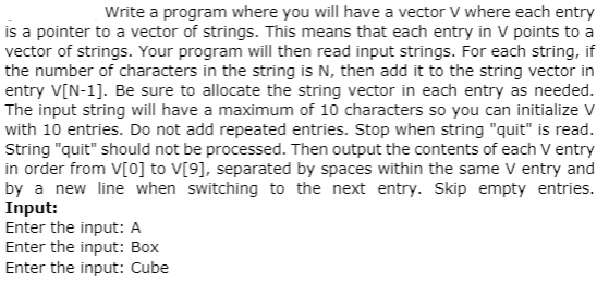  \ in c++ Write a program where you will have a