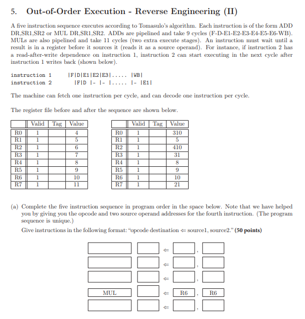  5. Out-of-Order Execution - Reverse Engineering (II) A five instruction sequence