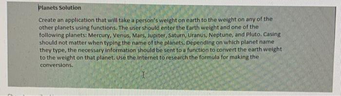 visual basic online gdb format planets Solution Create an application that will