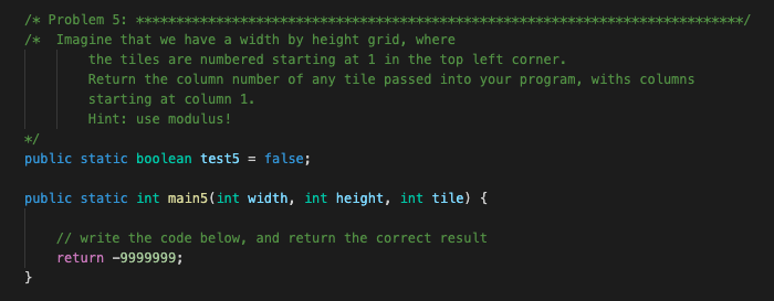  JAVA Imagine that we have a width by height grid, where