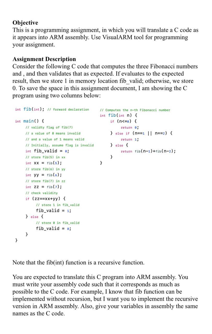 Objective This is a programming assignment, in which you will translate