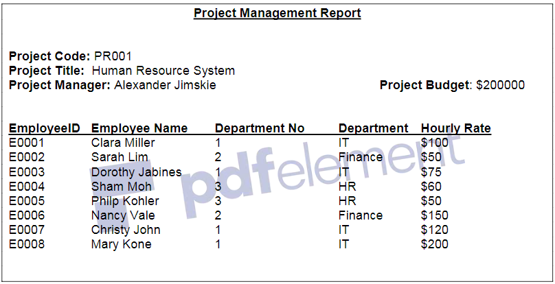  Convert the Report from un-normal form into third normal form. Provide
