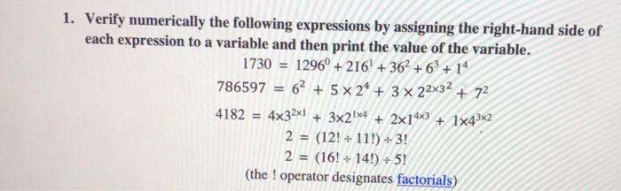 how do you do the last two in python ? 1. Verify
