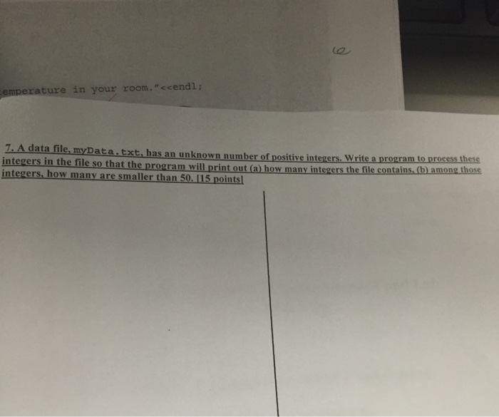  Please write in c++ A data file, myData. Txt, has an