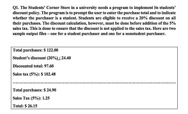 Solve in C language ( using if else) Q1. The Students' Corner