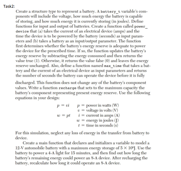 use c lang to solve Task2: Create a structure type to represent
