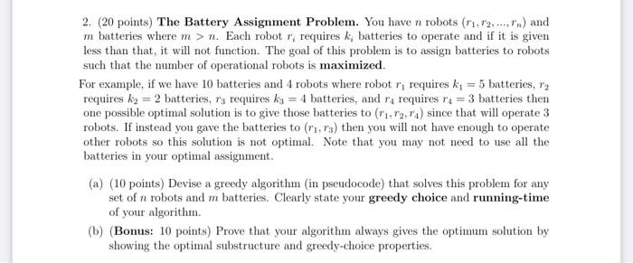 algorthims please sopve it with clear hand write 2. (20 points) The