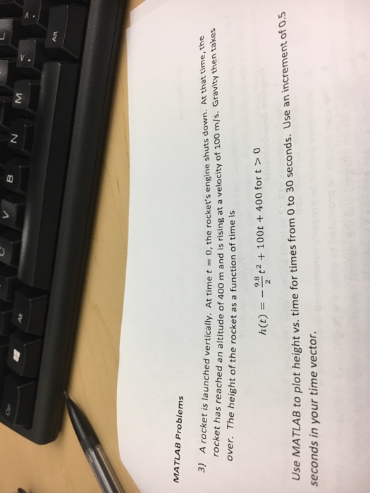  Use matlab Alt MATLAB Problems aly. At time t = 0,