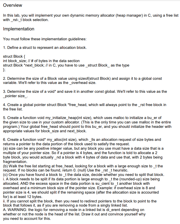 In C. Fill in the code underneath any comment that reads "//