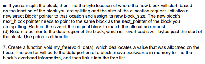 YOUR CODE". CODE: #include #include #include struct Block { int block_size; struct