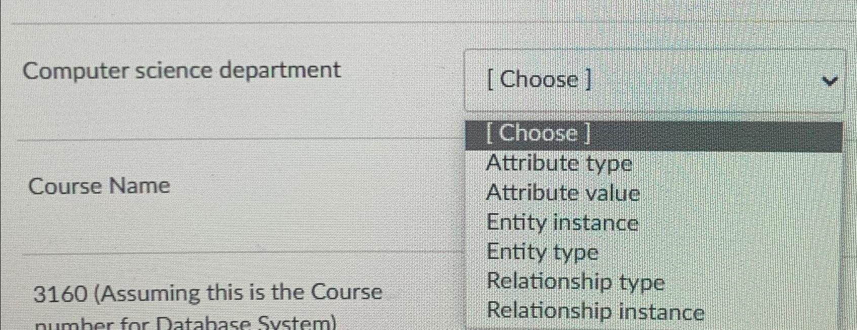  Computer science department [Choose] [Choose] Course Name Attribute type Attribute value