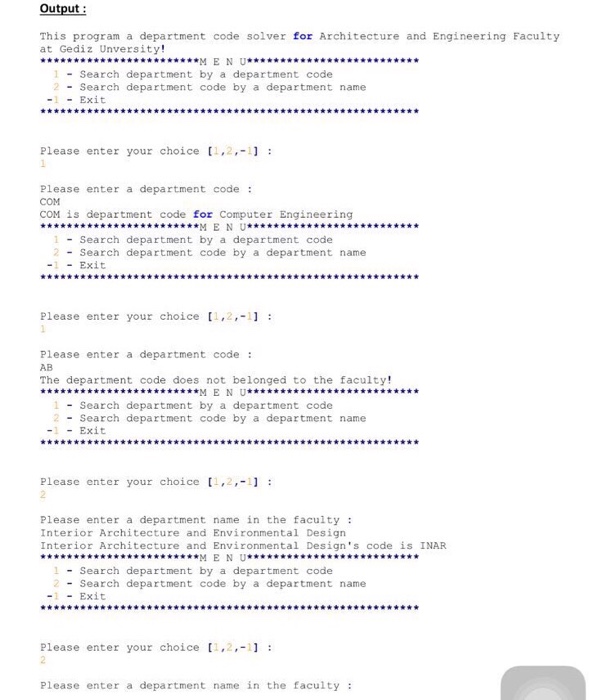 solve department codes at Engineering and Architecture Faculty for Gediz University. Your