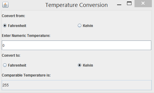 Create a GUI Class with the following functionality. Please note placements of