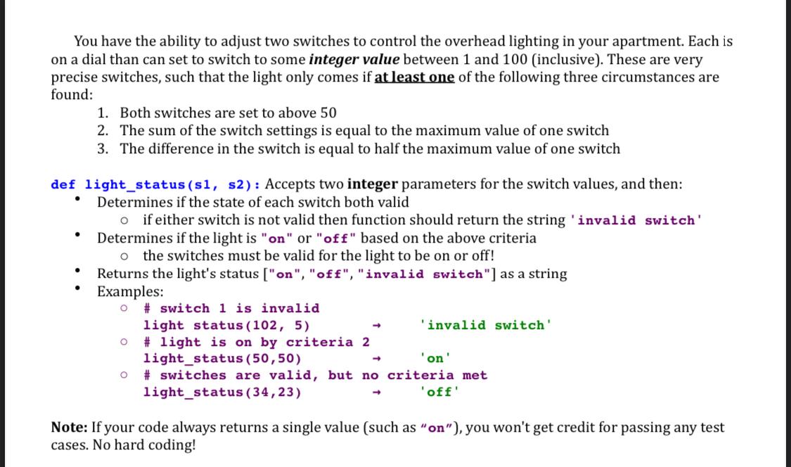 implement these functions, it is the tester that will be calling and
