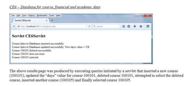 Create a database for course data, financial data, and academic data. Test