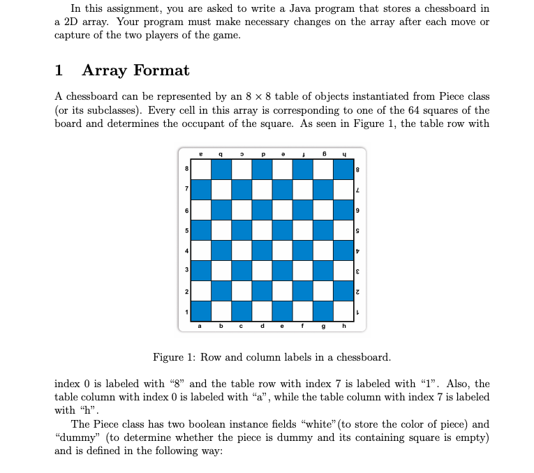 Help with creating Chess game in Java In this assignment, you are