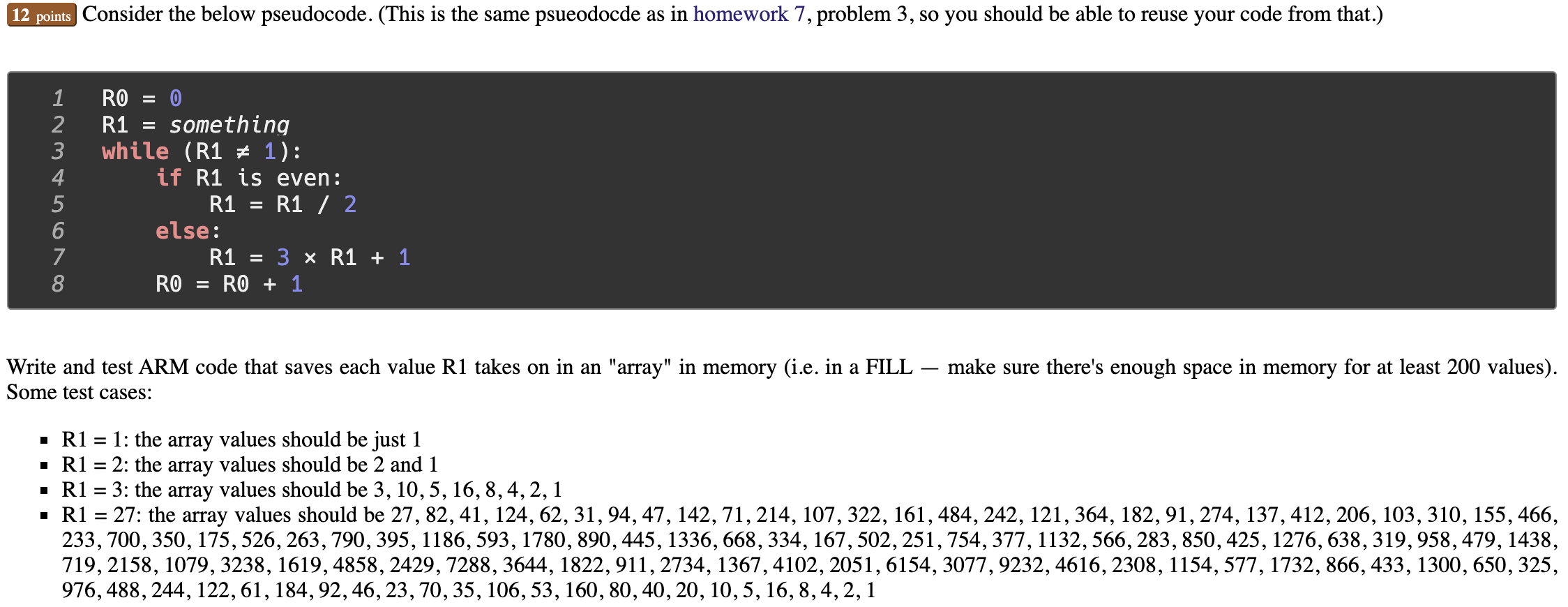  12 points Consider the below pseudocode. (This is the same psueodocde