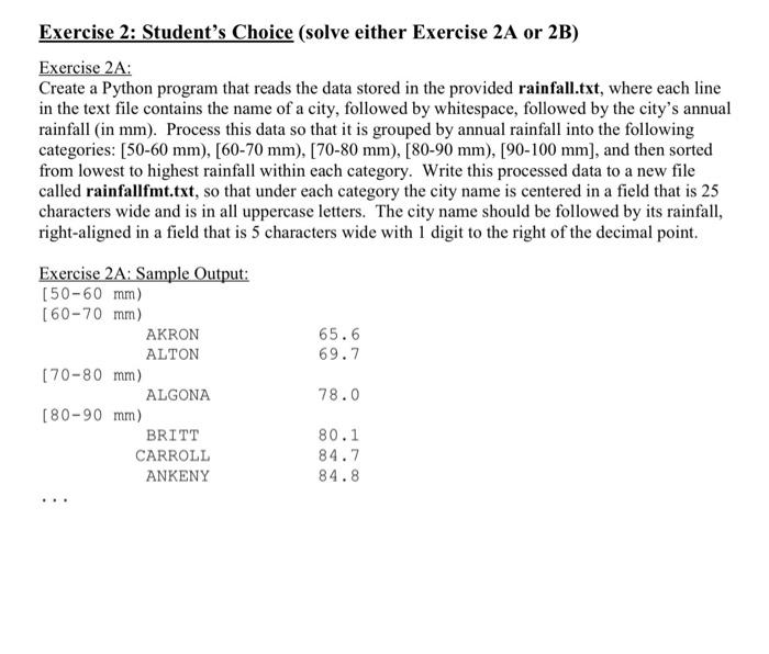 Please do explain that how will we return the sorted rainfall Exercise