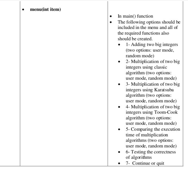 with the following three: 1) header file called "Bigarithmetic.h" 2) .c file