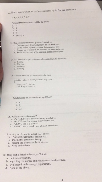  22. Here is an array which has just been partitioned by