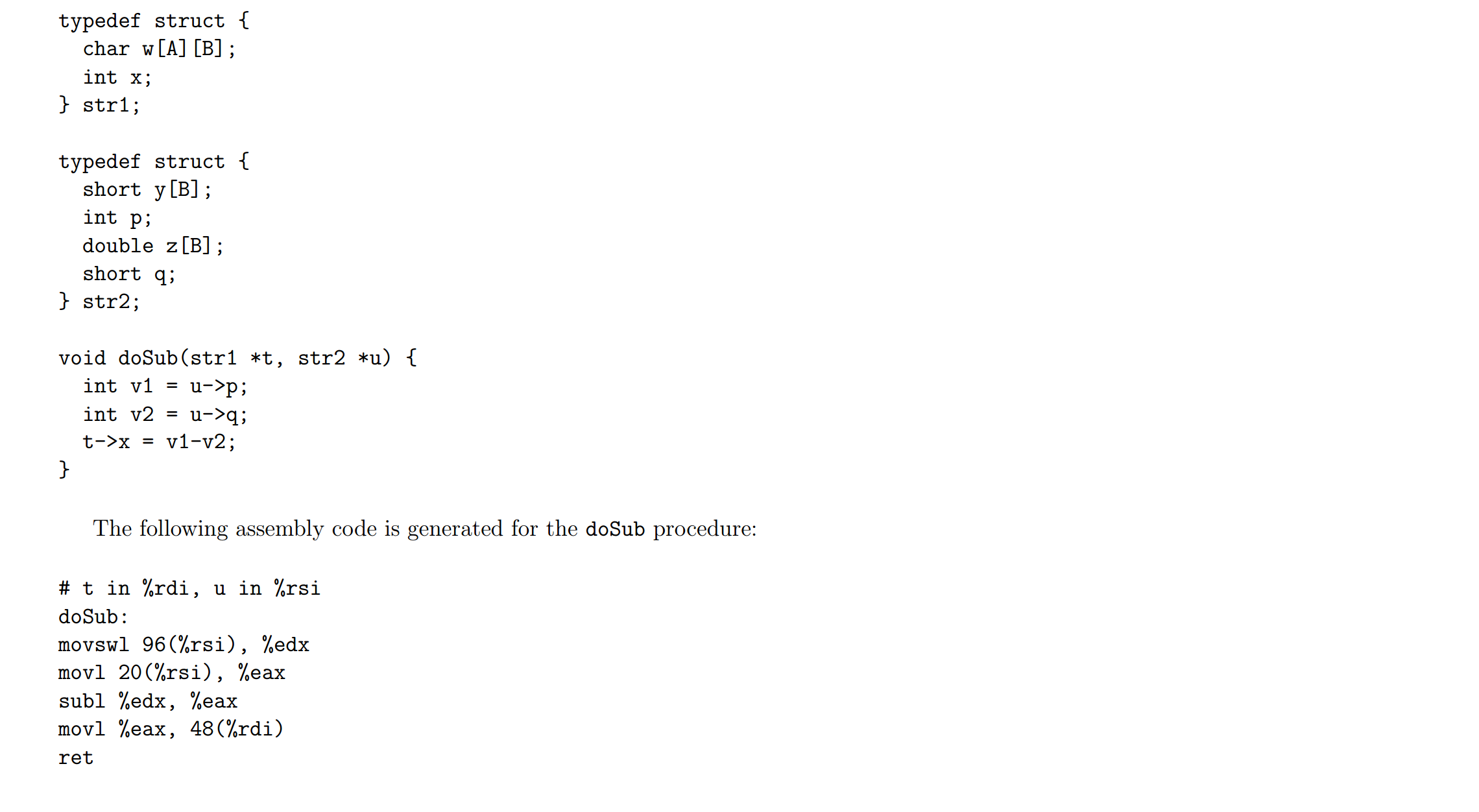 In the following code, A and B are constants defined with #define: