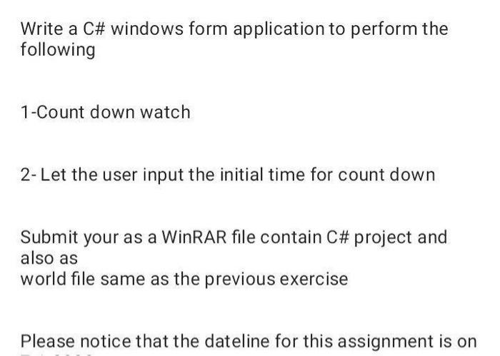  Write a C# windows form application to perform the following 1-Count