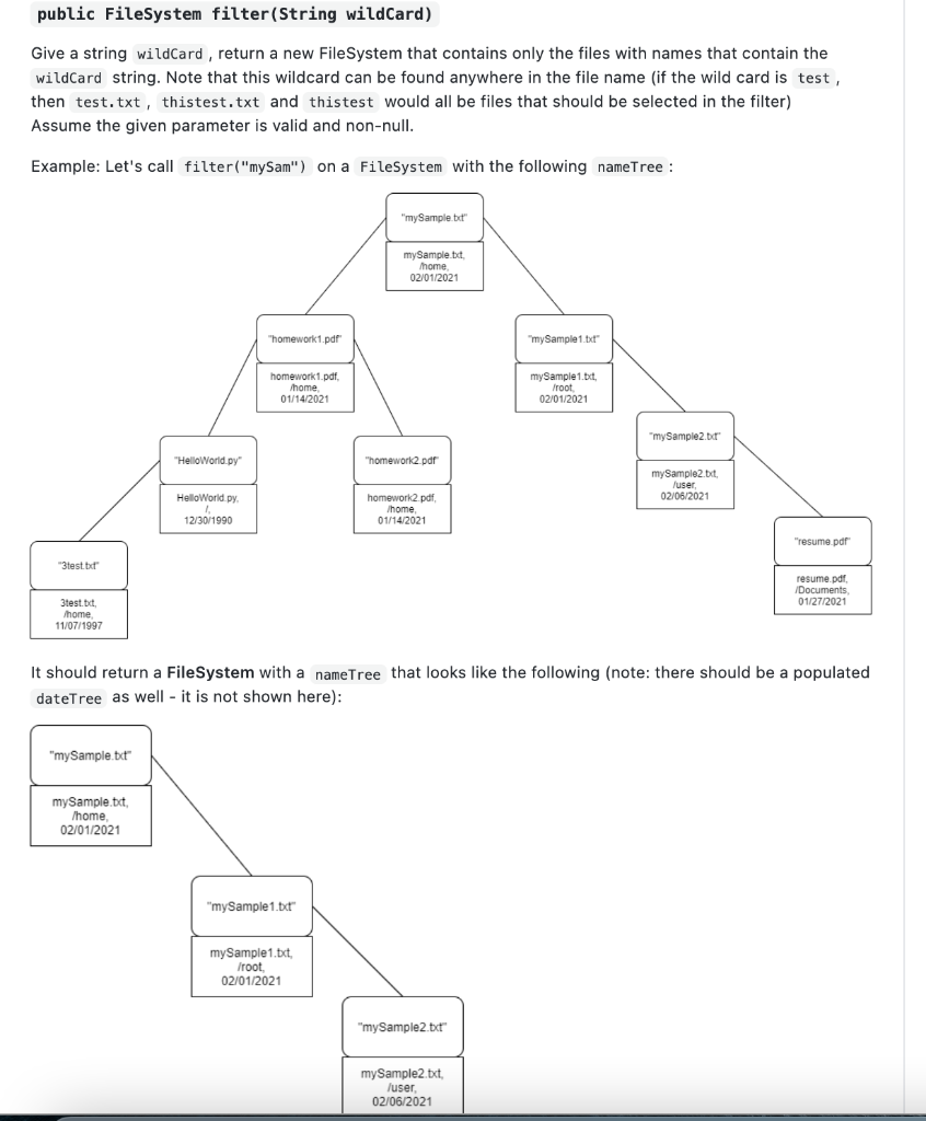 java.util.Comparator; import java.io.File; import java.io.FileNotFoundException; import java.util.Scanner; public class FileSystem { BST