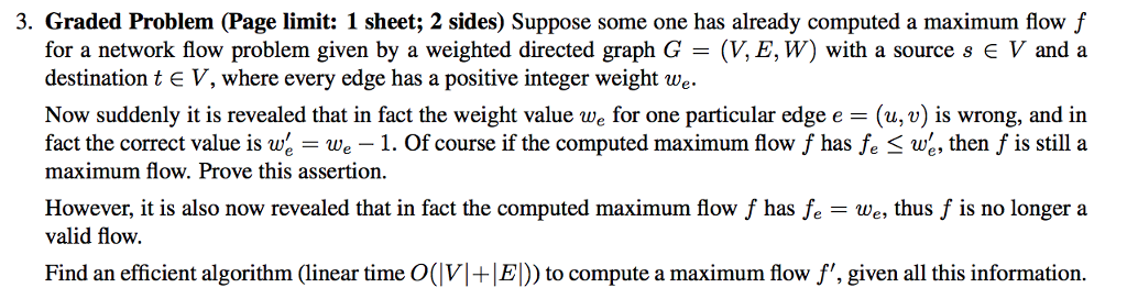  3. Graded Problem (Page limit: 1 sheet; 2 sides) Suppose some
