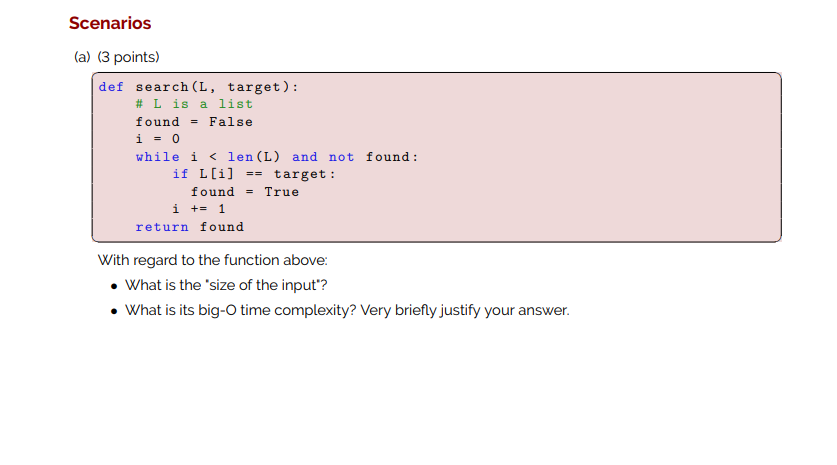 Need answers to these python scenarios. Don't need any code or anything.